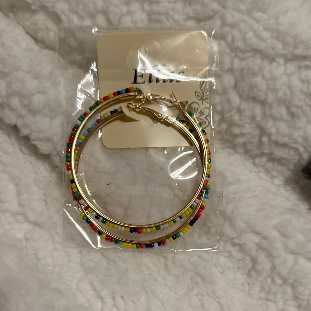 Elegant Multicolor Beaded Hoop Earrings